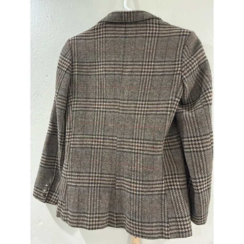 Aubergine cardigan womens career casual wool blend size 8 plaid checked coat